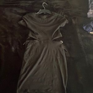 Black one piece-2 piece illusion dress